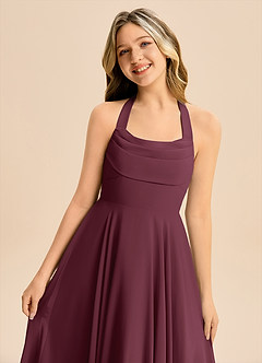 Azazie Kady Junior Vestido de Cabernet de Gasa de Corte en A con Escote de Corazón image6