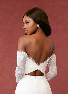 Azazie Onyx Wedding Dresses Diamond White Mermaid Sequins Crepe Back Satin Dress image6