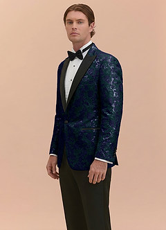 front Joseph Dunkelmarine Formelles Jacquard-Smokingjackett mit spitzem Revers