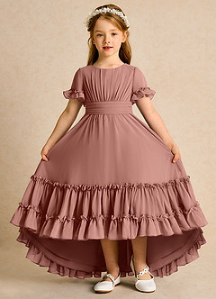 Azazie Kass Flower Girl Dresses Cedar Rose A-Line Pleated Chiffon Dress image2
