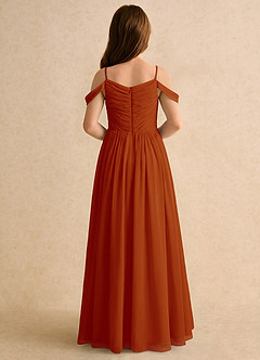 Azazie Chelo Girls Formal Abiti da Ragazza di Fiori Abito A-Line in Chiffon Plissettato Paprika image2