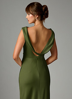 Azazie Kieryn Brautjungfernkleider Meerjungfrau-Linie Plissee Stretch-Satin Kleid Olivgrün image2