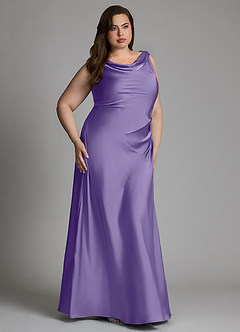 Azazie Nerine Bridesmaid Dresses Tahiti A-Line Pleated Stretch Satin Dress image9