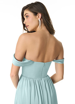 Azazie Morana Robes de demoiselle d'honneur Robe Trapèze Convertible en Satin extensible Épaule décolletée Verre De Mer image7