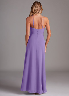 Azazie Bailey Bridesmaid Dresses Tahiti A-Line Halter Side Slit Chiffon Dress image2