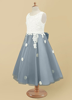 Azazie Sayu Flower Girl Dresses A-Line Lace Tulle Tea-Length Dress image8