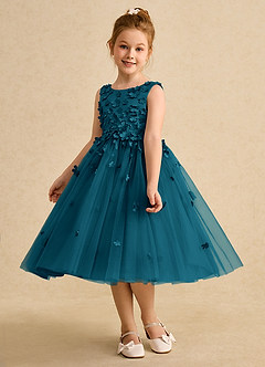 Azazie Lana Flower Girl Klänningar Klänning A-Line i Matt satäng Ärmlös image3