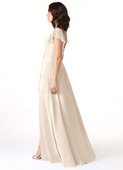 Azazie Omari Vestidos de damas de honor Vestido Alabastro Blanco de Gasa de Línea A image6