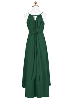 Azazie Oaklynn Junior Robe Trapèze en Mousseline de soie Plissée Vert Foncé image7