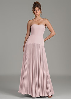 Azazie Yuliana Bridesmaid Dresses Blushing Pink A-Line Strapless Chiffon Dress image1
