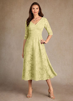 Azazie Durant Kleider für die Brautmutter A-Linie Plissee Blumen-Burnout Kleid Zitronensorbet image4