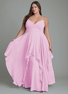 Azazie Zaina Bridesmaid Dresses Candy Pink A-Line Chiffon Dress image7