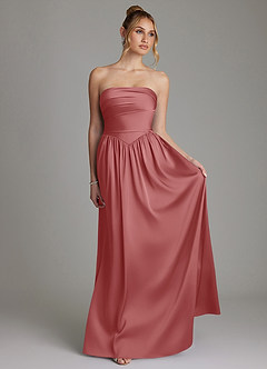 Azazie Zena Bridesmaid Dresses Antique Rose A-Line Strapless Stretch Satin Dress image4