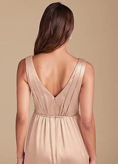 Azazie Tanicia Robes de demoiselle d'honneur Robe Trapèze en Satiné métallisé Plissée Rose Perle image5