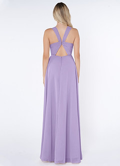 Azazie Jane Bridesmaid Dresses Lilac A-Line V-Neck Pleated Chiffon Dress image2
