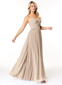 Azazie Lisbon Final Sale Taupe A-Line Sweetheart Neckline Chiffon Dress image1