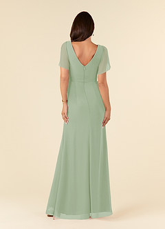 Azazie Marianne Mother of the Bride Dresses Dusty Sage Sheath V-Neck Pleated Chiffon Dress image2