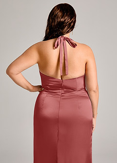 Azazie Valerie Suknie dla druhen Syrena Pofałdowany Satyna elastyczna Do ziemi Sukienka image8