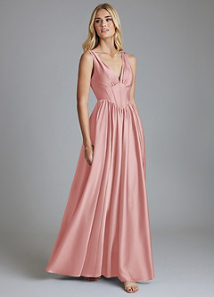 Azazie Delmie Brudtärnklänningar Klä av A-Linje i Stretch Satin Korsett Puderrosa image5