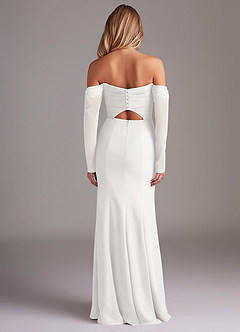 Azazie Hallie Brautjungfernkleider Meerjungfrau-Linie Langarm Chiffon Kleid Weiß image8