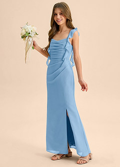 Azazie Jessamine Junior Vestido de Agave de Gasa de Corte Sirena con Escote de Corazón image6