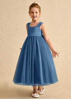 Azazie Chickadee Abiti da Ragazza di Fiori Abito Principessa in Raso Opaco Scollo a Cuore Crepuscolo image2