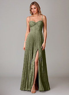 Azazie Akiko Bridesmaid Dresses Pistachio A-Line Sweetheart Neckline Floral Burnout Dress image3