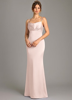 Azazie Reverie Bridesmaid Dresses Blushing Pink Mermaid Corset Stretch Satin Dress image2
