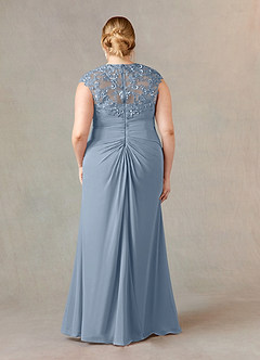 Azazie Birdie Mother of the Bride Dresses Dusty Blue A-Line Queen Anne Sequins Chiffon Dress image8