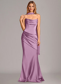 Azazie Pelagia Vestidos de damas de honor Vestido de Glicinia de Satén Elástico de Corte Sirena Convertible con Corsé image3