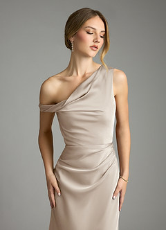 Azazie Emerson Brudtärnklänningar Klä av Sjöjungfru i Stretch Satin Av axeln Frost image6