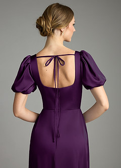 Azazie Fyona Vestidos de damas de honor Vestido de Uva de Satén Elástico de Corte en A con Plisado image2