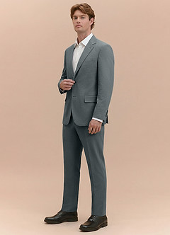 front Miles Grey Seersucker Trousers Suit