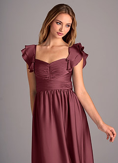Azazie Anaya Bridesmaid Dresses Merlot A-Line Sweetheart Neckline Stretch Satin Convertible Dress image6