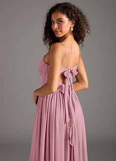 Azazie Zeya Final Sale Vintage Mauve A-Line Pleated Mesh Dress image6