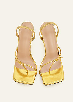 front Metallic Strappy Stiletto Heels