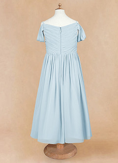 Azazie Chelle Abiti da Ragazza di Fiori Abito A-Line in Chiffon Plissettato Azzurro image7