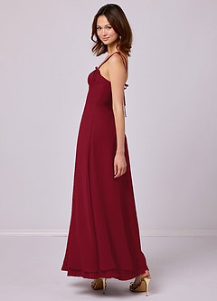 Barbie ♥ Azazie Bridesmaid Dresses Burgundy A-Line Pleated Chiffon Dress image5