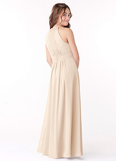 Azazie Bonnie Junior White Alabaster A-Line Pleated Chiffon Dress image3