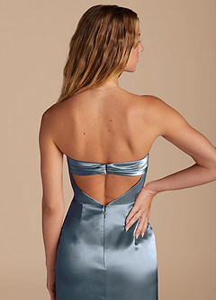 Azazie Leonis Bridesmaid Dresses Twilight Mermaid Pleated Metallic Satin Convertible Dress image3
