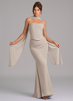 Azazie Sorrel Bridesmaid Dresses Frost Mermaid Corset Chiffon Dress image1