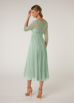 Azazie Tutu Mother of the Bride Dresses Agave A-Line Boatneck Lace Chiffon Dress image4