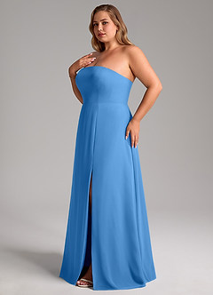 Azazie Wren Bridesmaid Dresses Blue Jay A-Line Side Slit Chiffon Convertible Dress image13