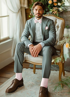 front Matte Satin Bow Tie and Pocket Square Set