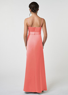 Azazie Anina Junior Robe Trapèze en Mat Satiné Arc Corail image3