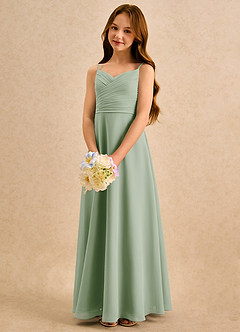 Azazie Hollie Girls Formal Flower Girl Klänningar Klä A-Line i Chiffong Älskling Halsringning image5