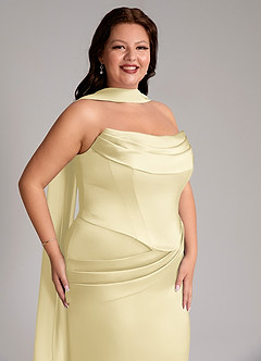 Azazie Sorrel Bridesmaid Dresses Lemon Sorbet Mermaid Strapless Stretch Satin Convertible Dress image10