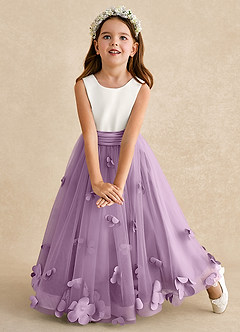 Azazie Vi Flower Girl Dresses Wisteria A-Line Sleeveless Tulle Dress image6