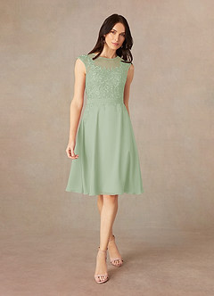 Azazie Klaus Mother of the Bride Dresses Dusty Sage A-Line Scoop Sequins Chiffon Dress image3