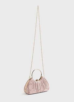 front Matching Color Floral Burnout Pleated Handbag